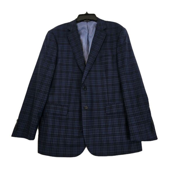 Enzo Tovare Blazer Mens 46R Blue Plaid Wool Sartorial AMF 2 Button Notch Lapel - Picture 1 of 16